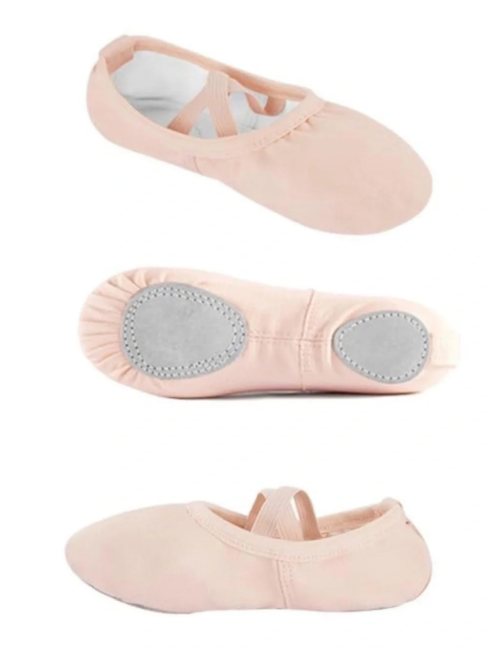 New Big Girls Size 3.5 Pink Split Sole Ballet Shoes Dance Slippers with Strap